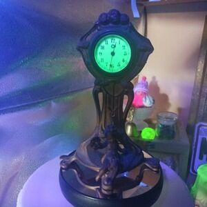 Antique New Haven Cherub Clock With Gold Patina As Is Uranium Glass Face Glows